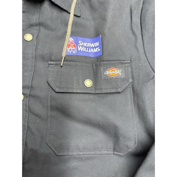 Dickies Jacket Mens Small Hooded Full Snap Quilted Workwear Painter Logo - Picture 2 of 12